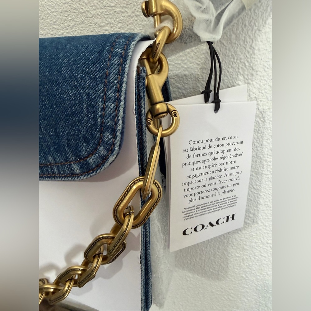 NWT Coach Chain Tabby Shoulder Bag In Denim - Picture 4 of 11